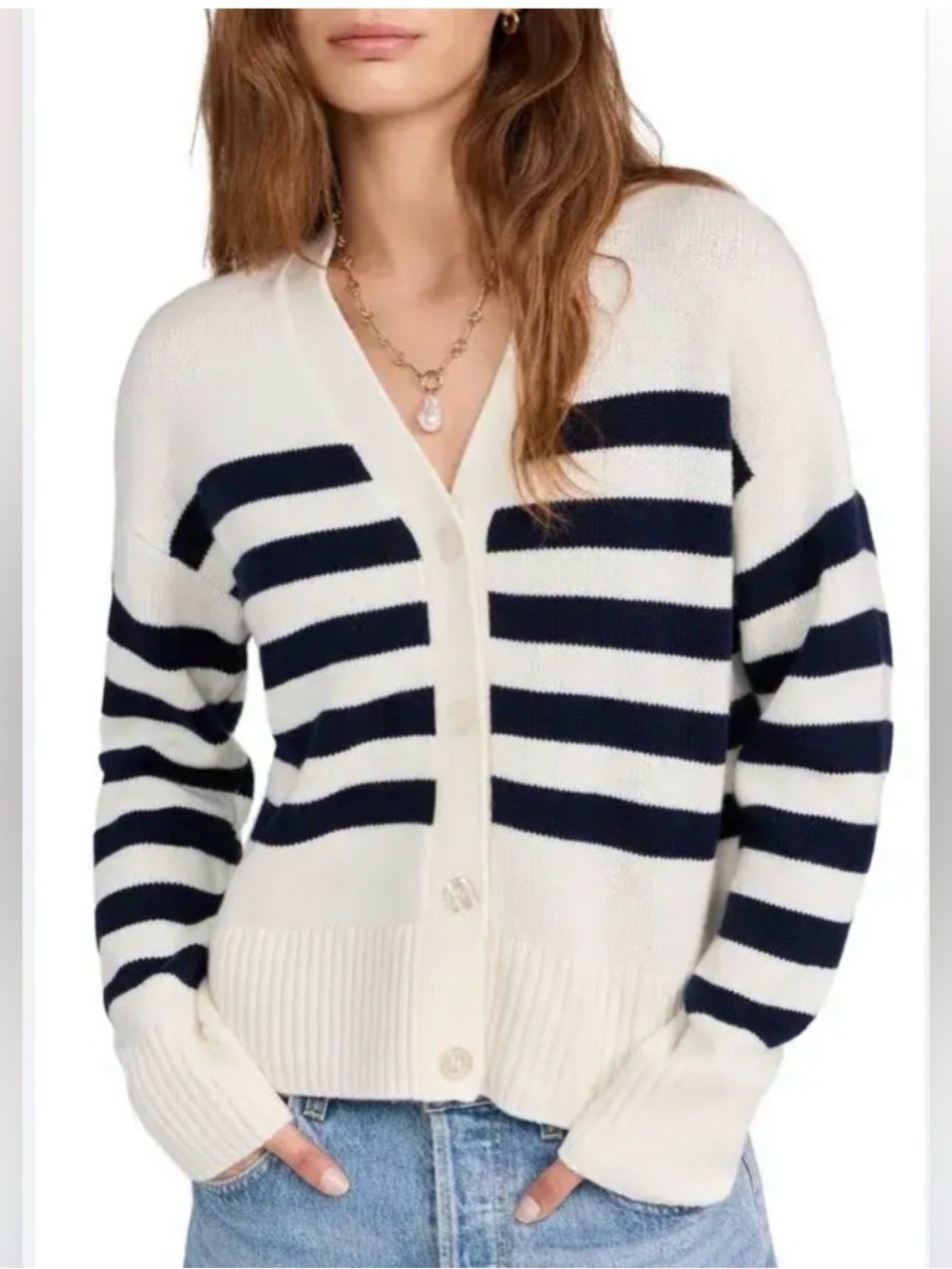 KULE Rafa Cashmere Wool Cardigan XS Striped Quiet Luxury